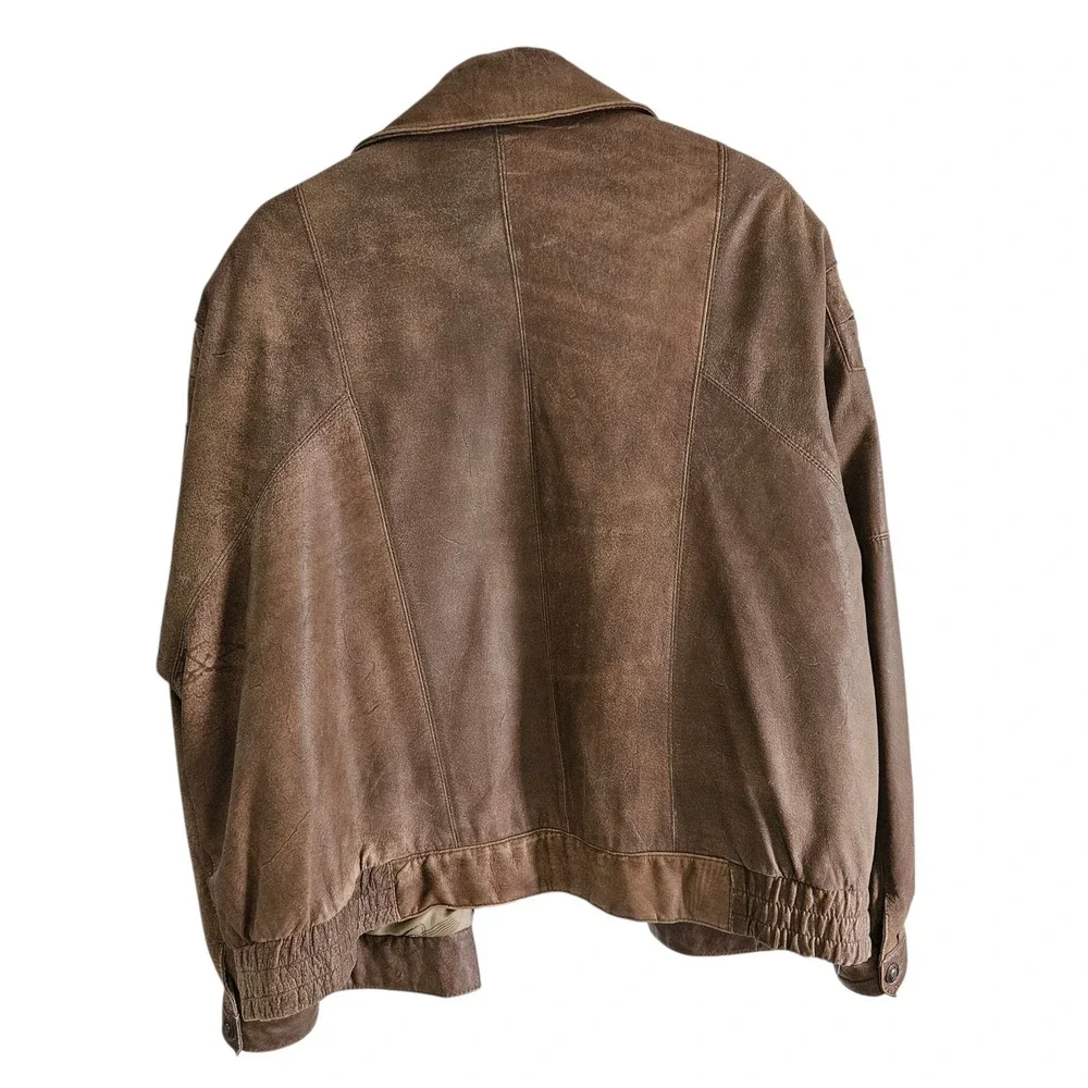 Adventure Bound Originals Mens Brown Leather Bomber Jacket Thinsulate 2X Vintage